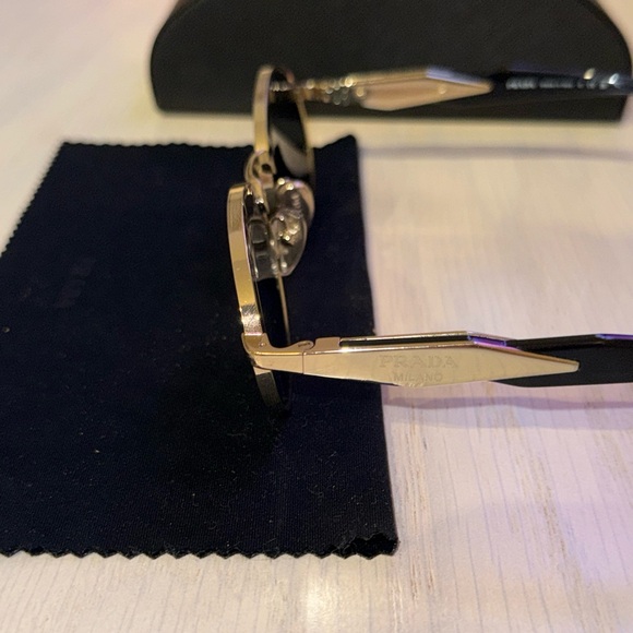 PRADA Engraved Logo Metal & Plastic Oval Sunglasses - Picture 5 of 10